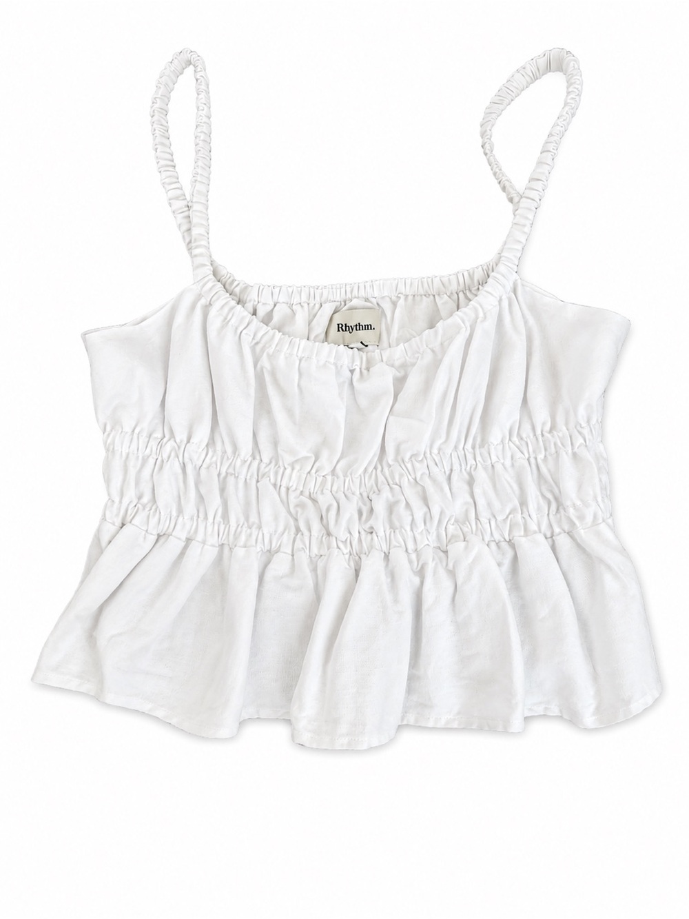 Rhythm White Smocked Ruffle Cami